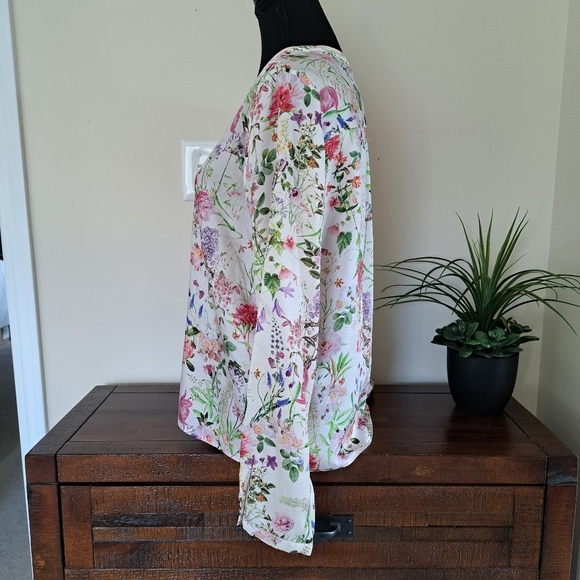 Zara Floral Blouse Women's Size Large Lightweight Top Colourful Long Sleeved - Picture 2 of 12